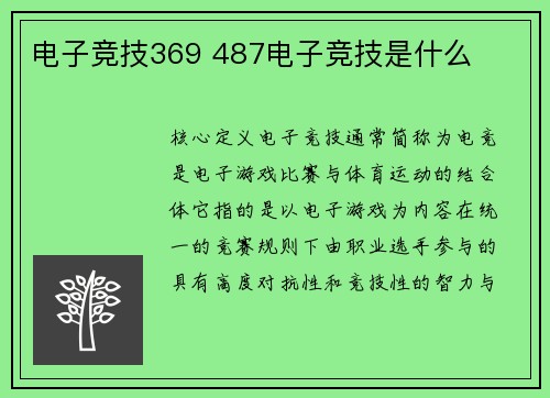 电子竞技369 487电子竞技是什么